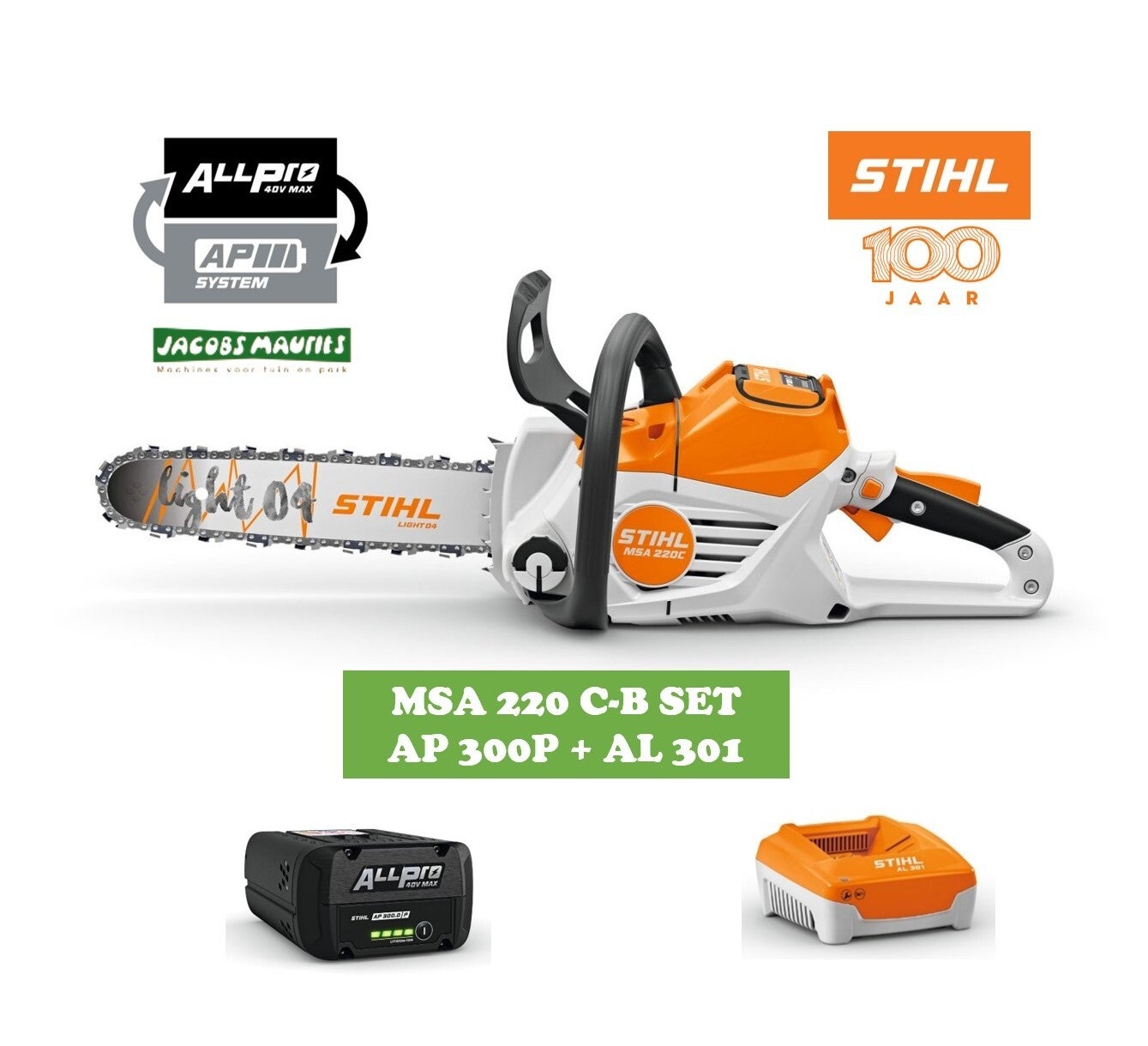 Stihl MSA 220 C-B accu kettingzaag (met AP 300 P accu en AL 301 lader)