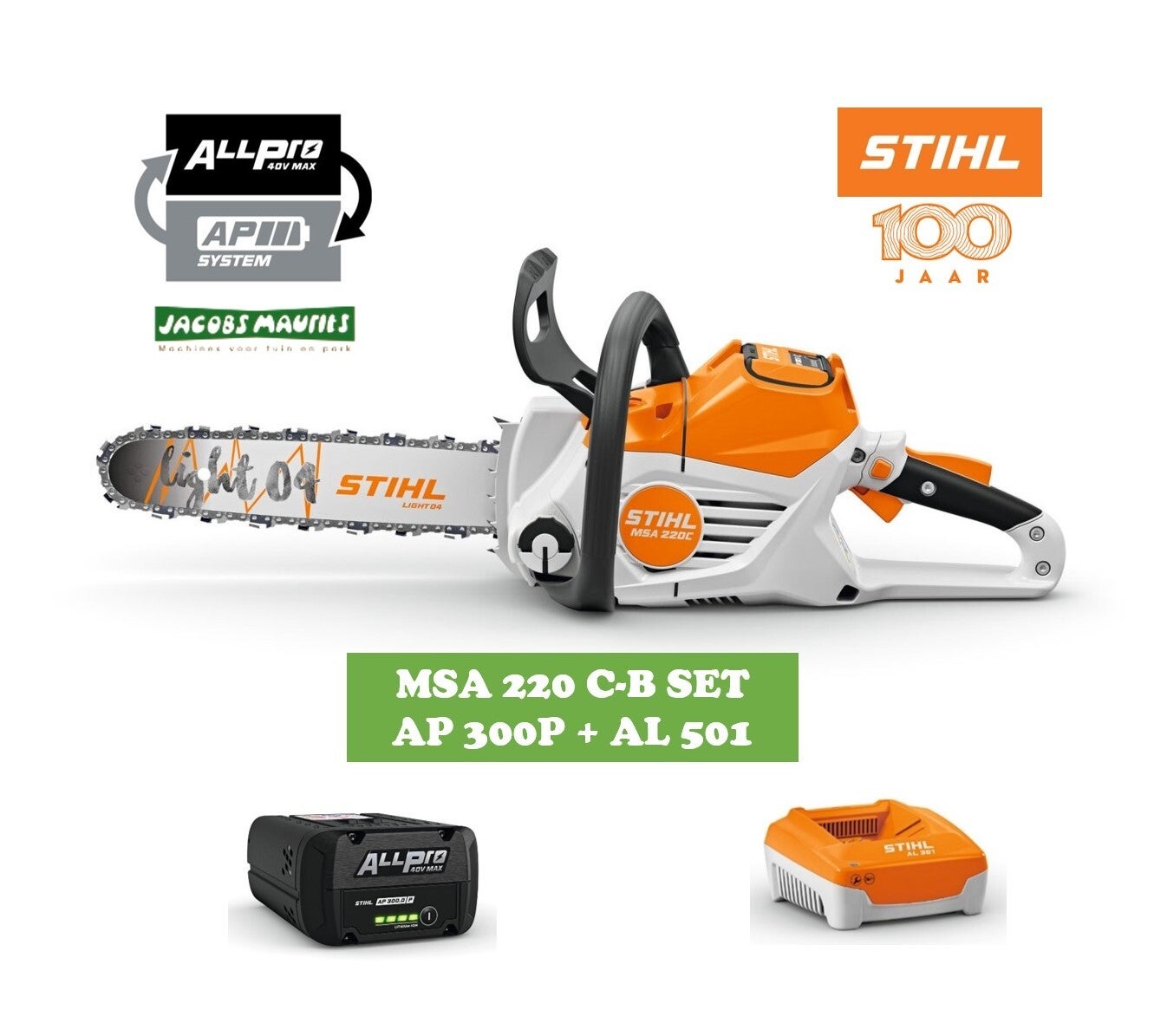 Stihl MSA 220 C-B accu kettingzaag (met AP 300 P accu en AL 501 lader)