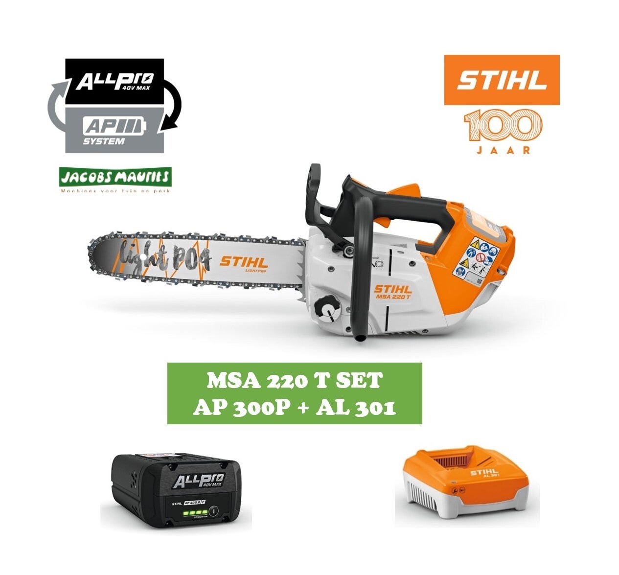 Stihl MSA 220 T accu kettingzaag (met AP 300 P accu en AL 301 lader)