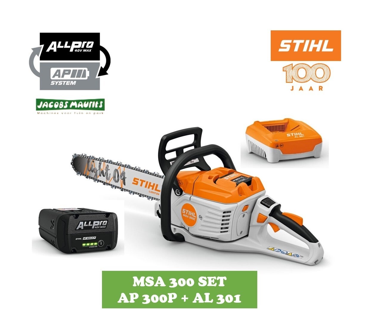 Stihl MSA 300 accu kettingzaag (met AP 300 P accu en AL 301 lader)