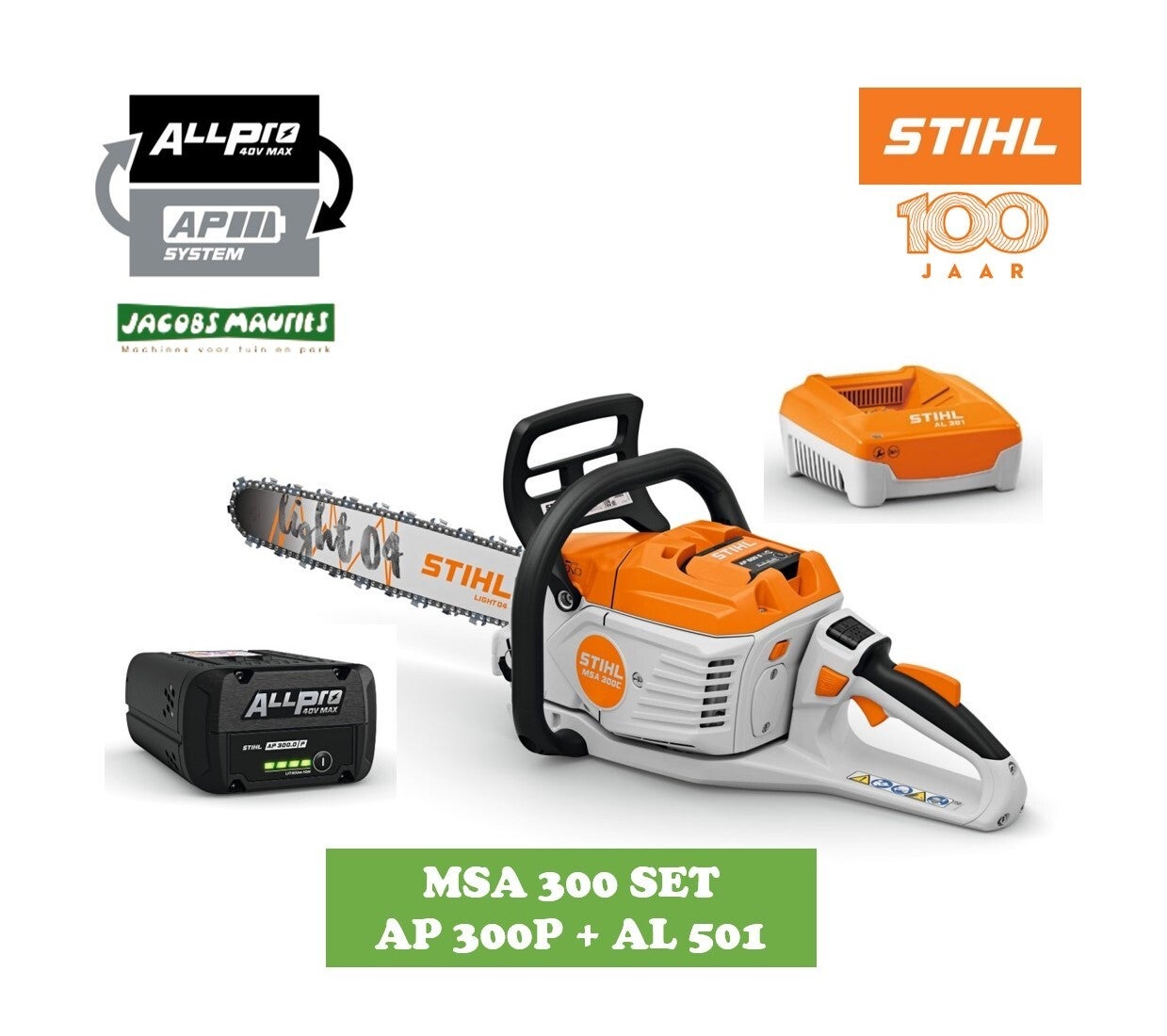 Stihl MSA 300 accu kettingzaag (met AP 300 P accu en AL 501 lader)