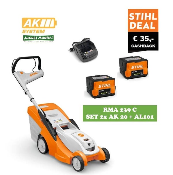 Stihl RMA 239 C accu grasmaaier (37cm, met 2x AK 20 accu en lader AL 101)