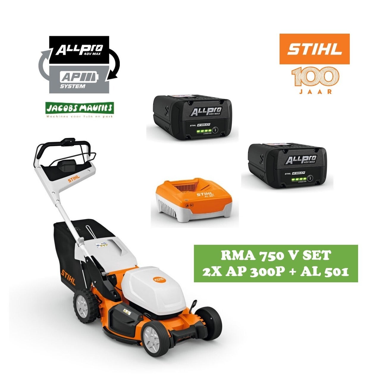 Stihl RMA 750 V accu grasmaaier PRO (48cm - met 2x AP 300 P accu en AL 501 lader)