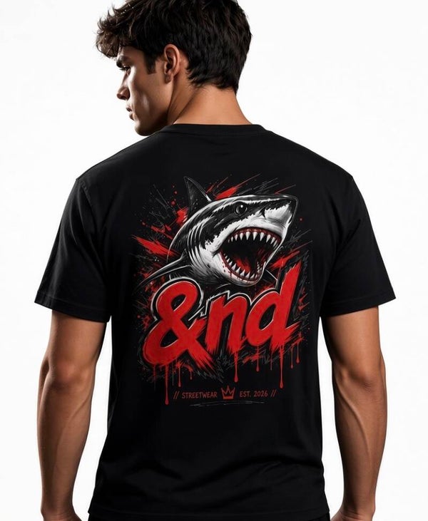 Shark attack unisex oversized black