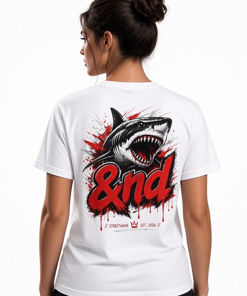 Shark attack unisex oversized white