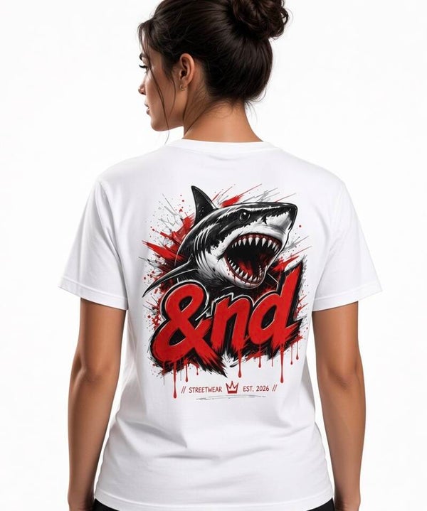 Shark attack unisex oversized white