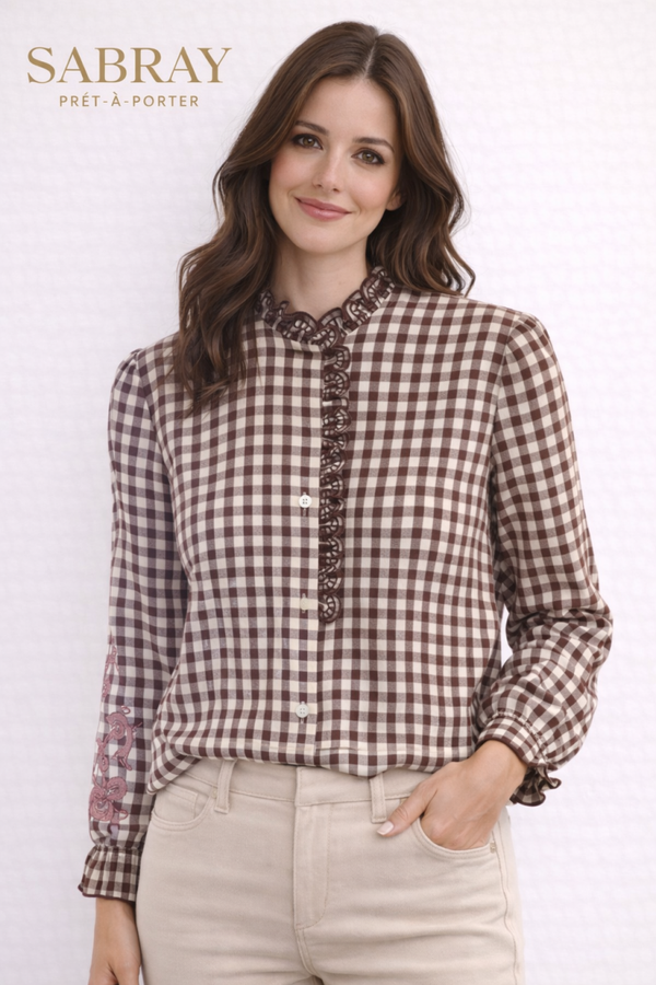 Blouse Vichy chocolat
