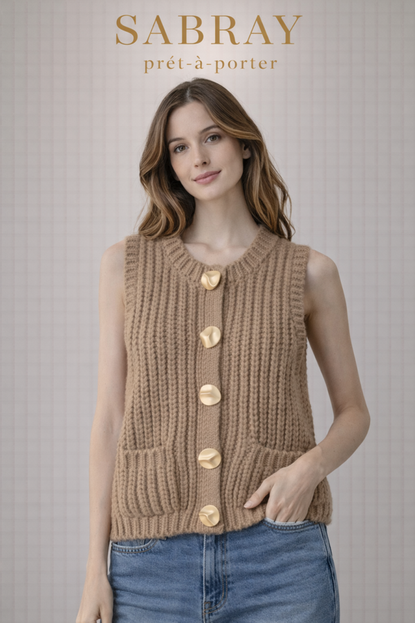 Gilet sans manche à grosse maille