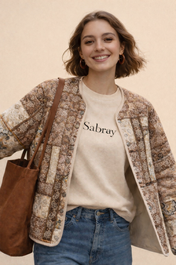 Blouson matelassé beige