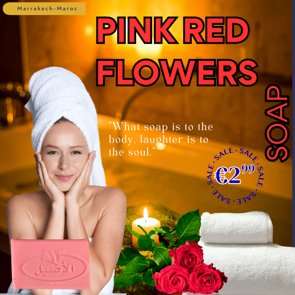 PINK RED FLOWERS SOAP-SAVON de ROSE