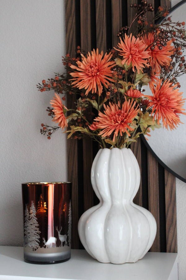 Vaas + Oranje zijdenboeket