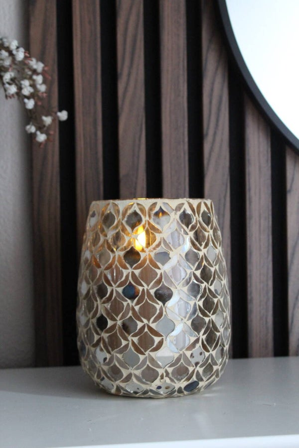 Windlicht met spiegeltjes