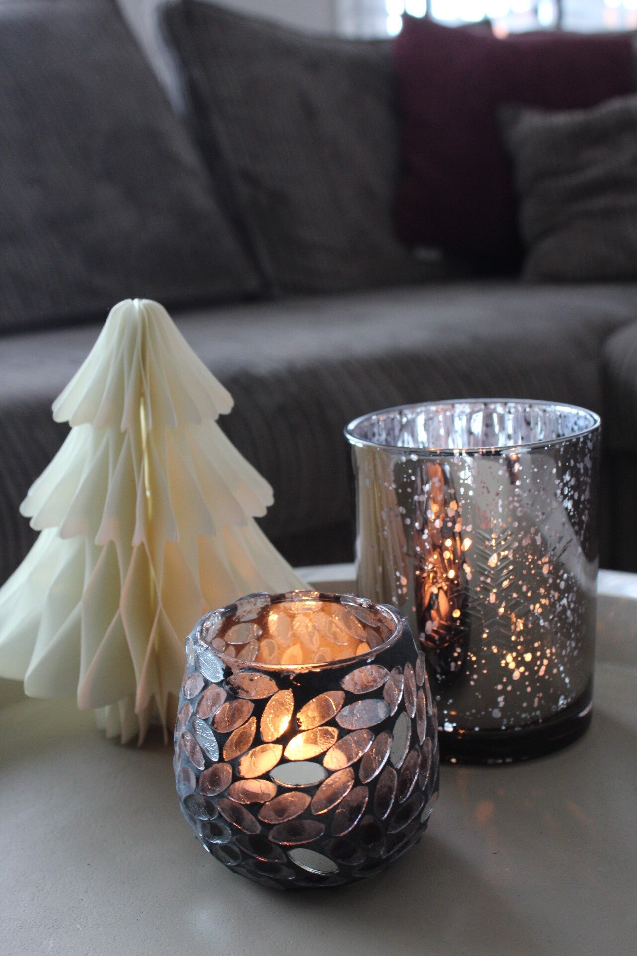 Waxinelichthouder (zwart met spiegeltjes)