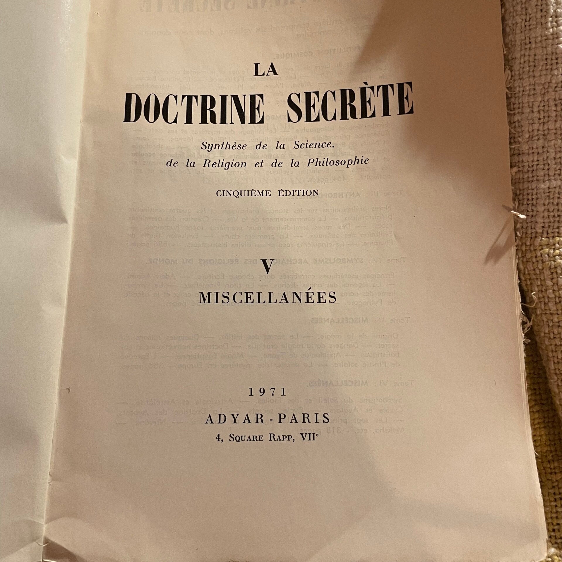 Doctrine secrète Tome V