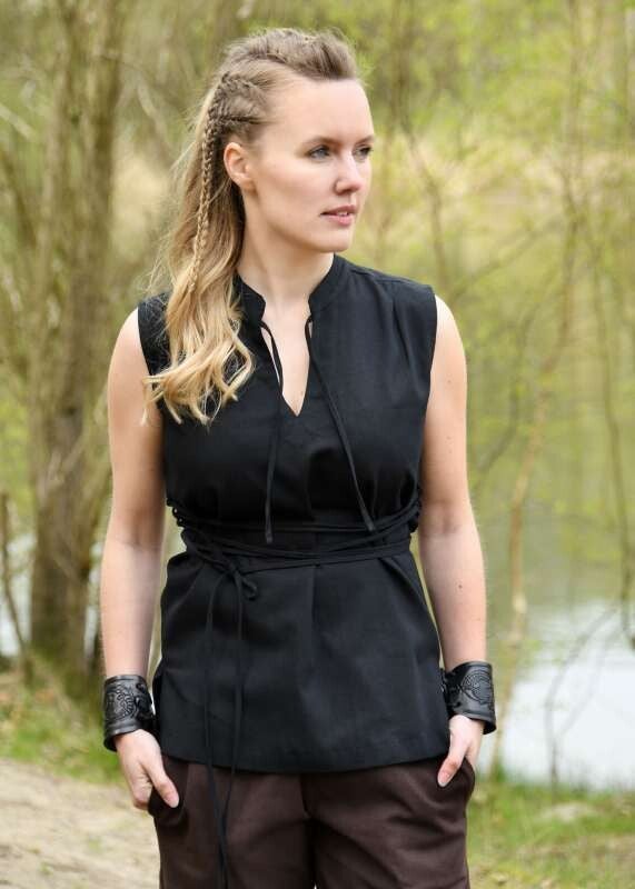 Ärmellose Mittelalter-Bluse Levke, schwarz