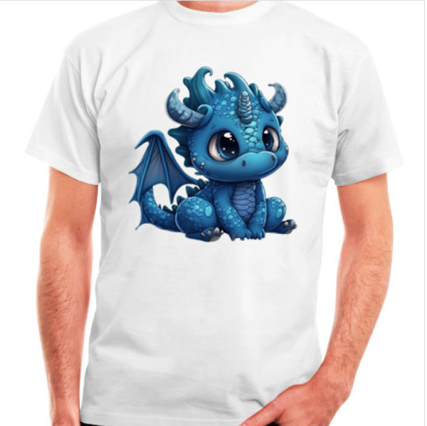 T-Shirt niedlicher Drache blau