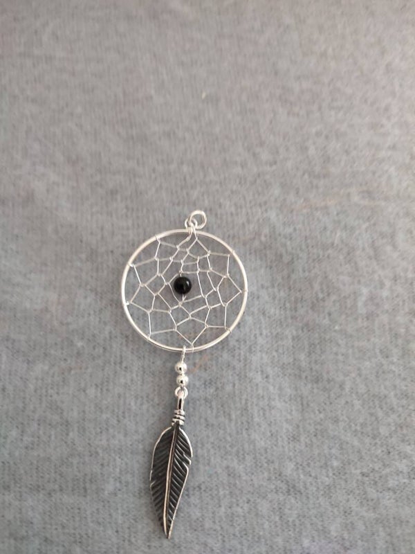 et Nox Anhänger "Traumfänger mit Onyx" silber