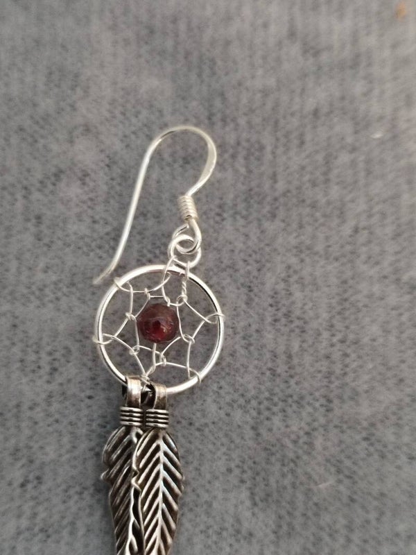 et Nox-Ohrhänger "Traumfänger rot" 925er Silber