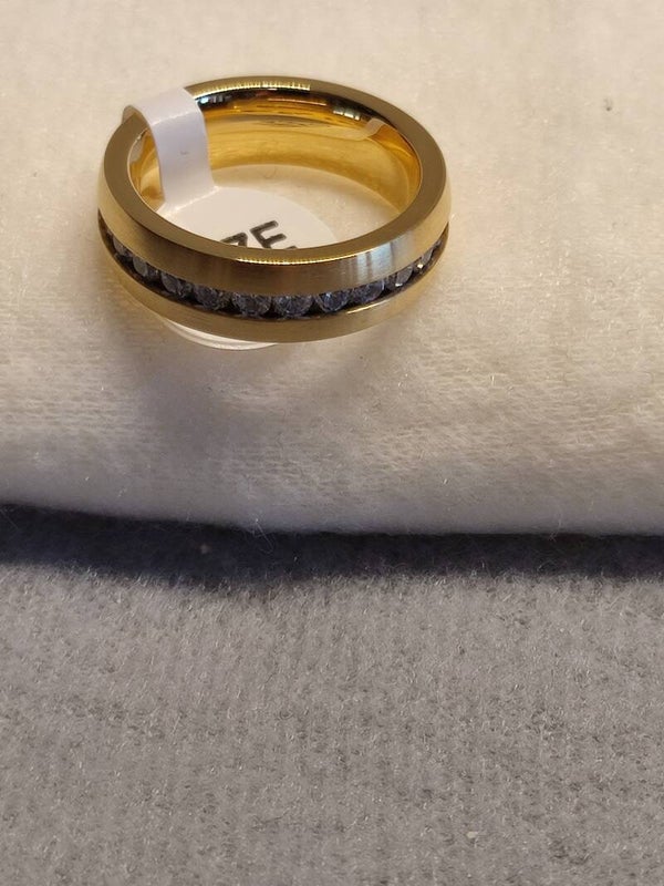 LuxXL "Fine Steel" golden matt Zirkonia komplett Edelstahl