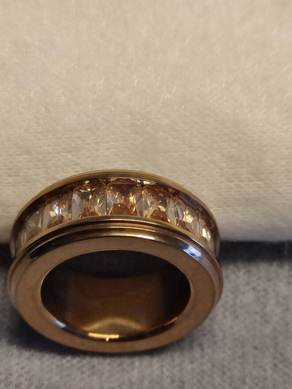 LuxXL "Fine Steel" Edelstahlring rose Zirkonia rosegold