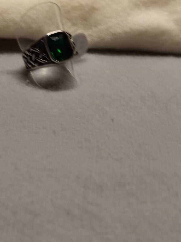 etNox Edelstahlring "grünen Zirkonia Drop"