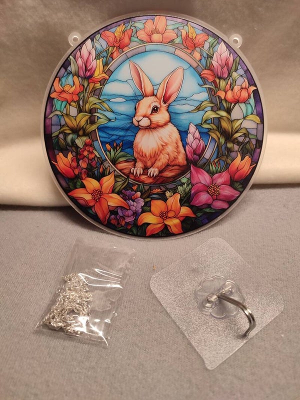 Sonnenfänger "Hase im Blumenkranz"