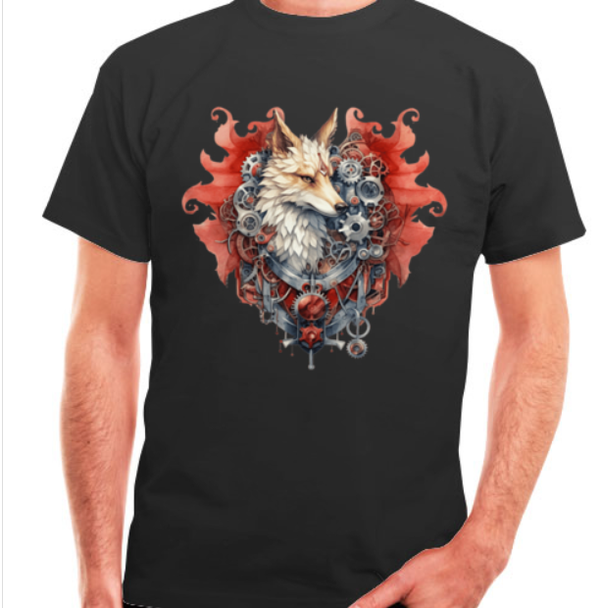 T-Shirt "Steampunk Wolf Herz"
