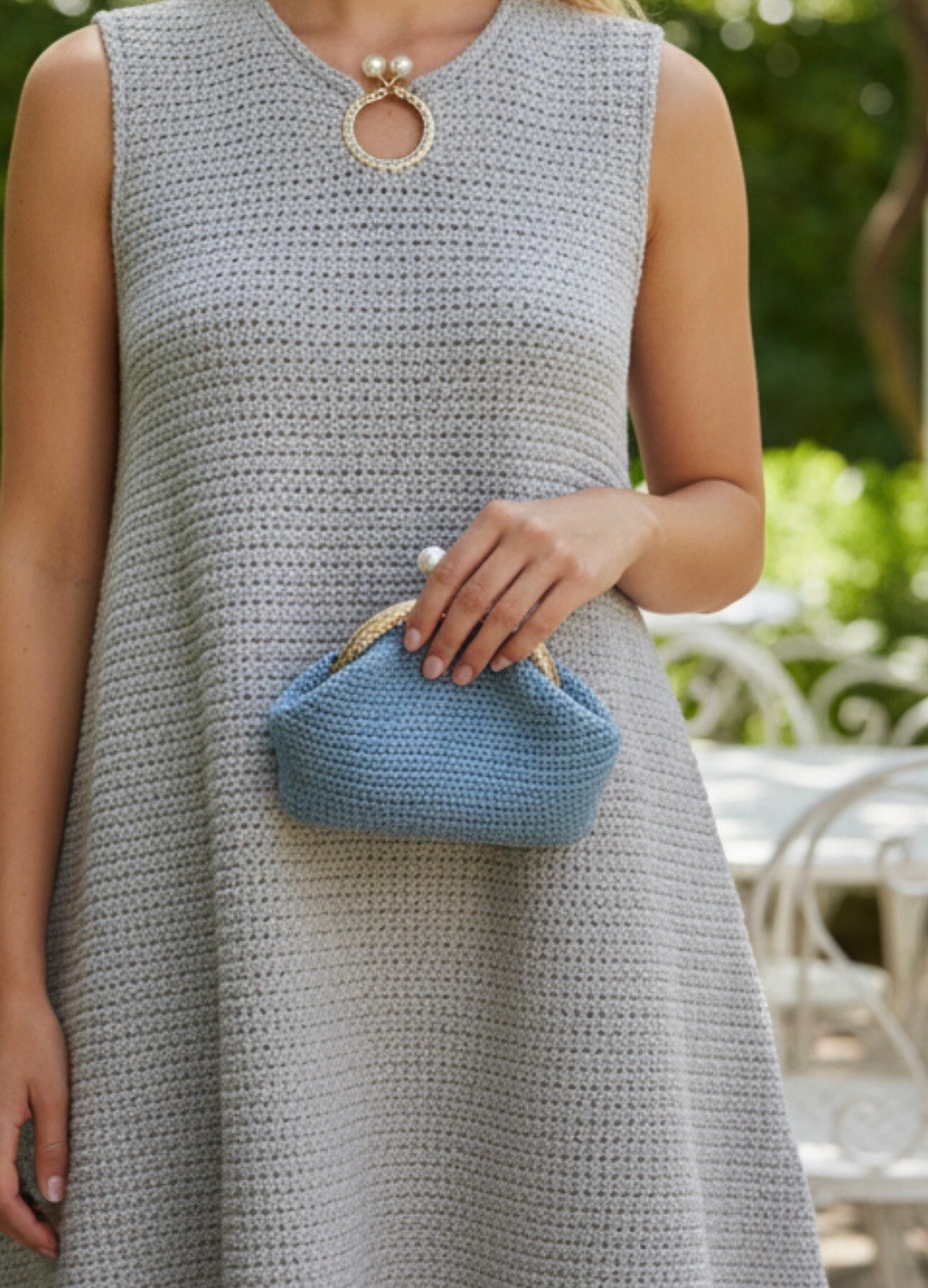 Light blue crochet purse