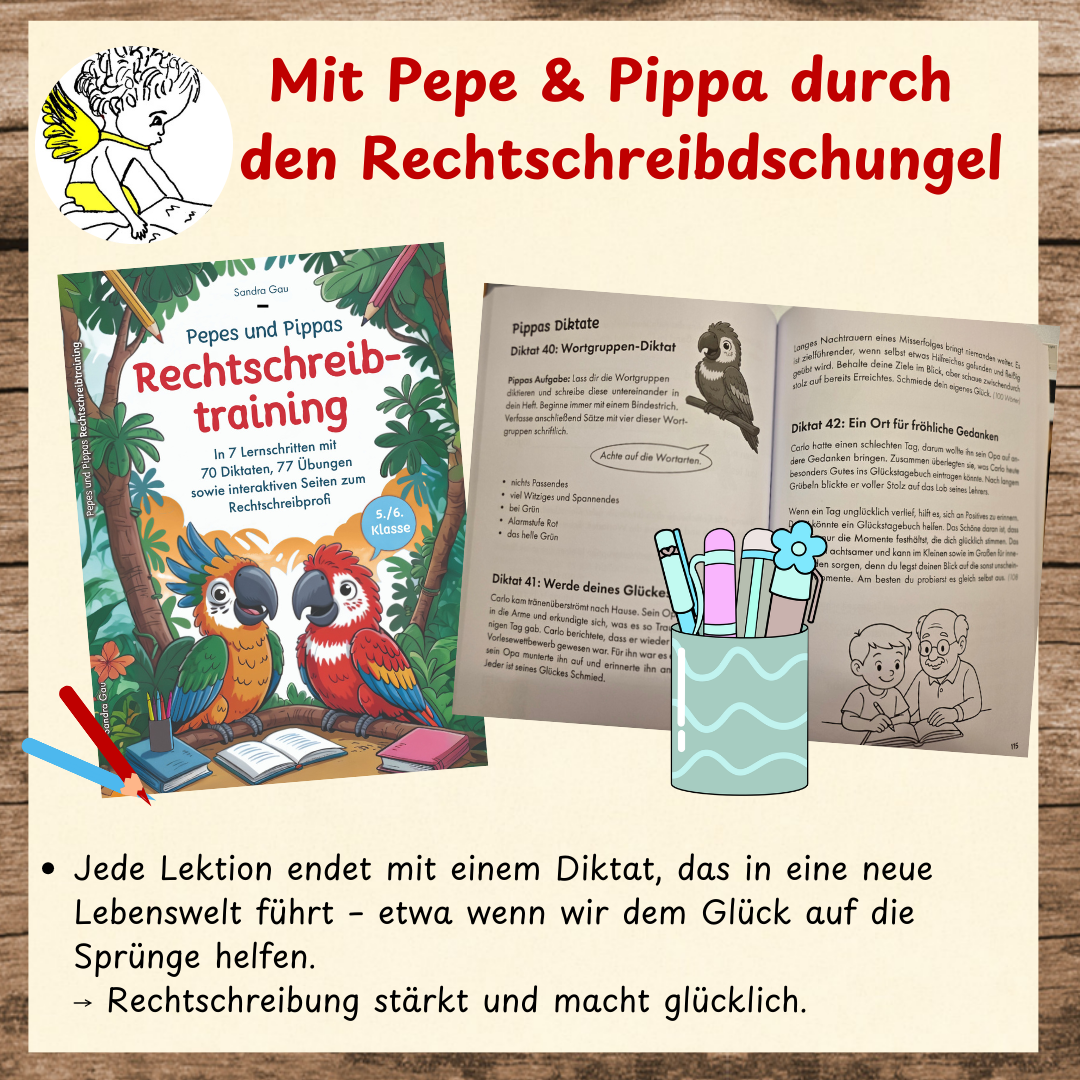 Diktatseite aus dem Rechtschreibtraining zur Anwendung von Rechtschreibstrategien