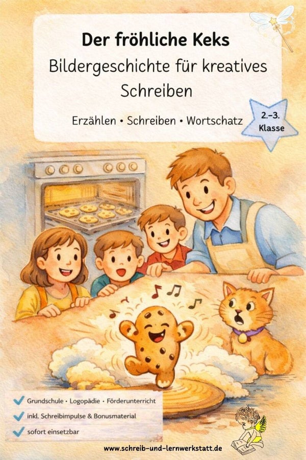 Der fröhliche Keks - Bildergeschichte für kreatives Schreiben