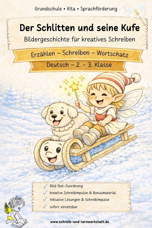 Der Schlitten und seine Kufe - Bildergeschichte für kreatives Schreiben
