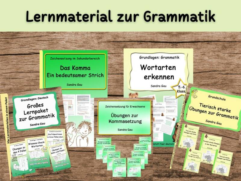 Freebie zur Grammatik, kostenlose Seiten zur Grammatik, Tafelbild zur Deklination, vier Fälle, Aktiv Passiv, Wortarten