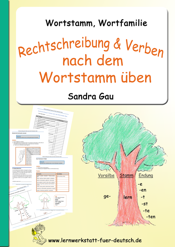 Rechtschreibung und Verben nach dem Wortstamm üben