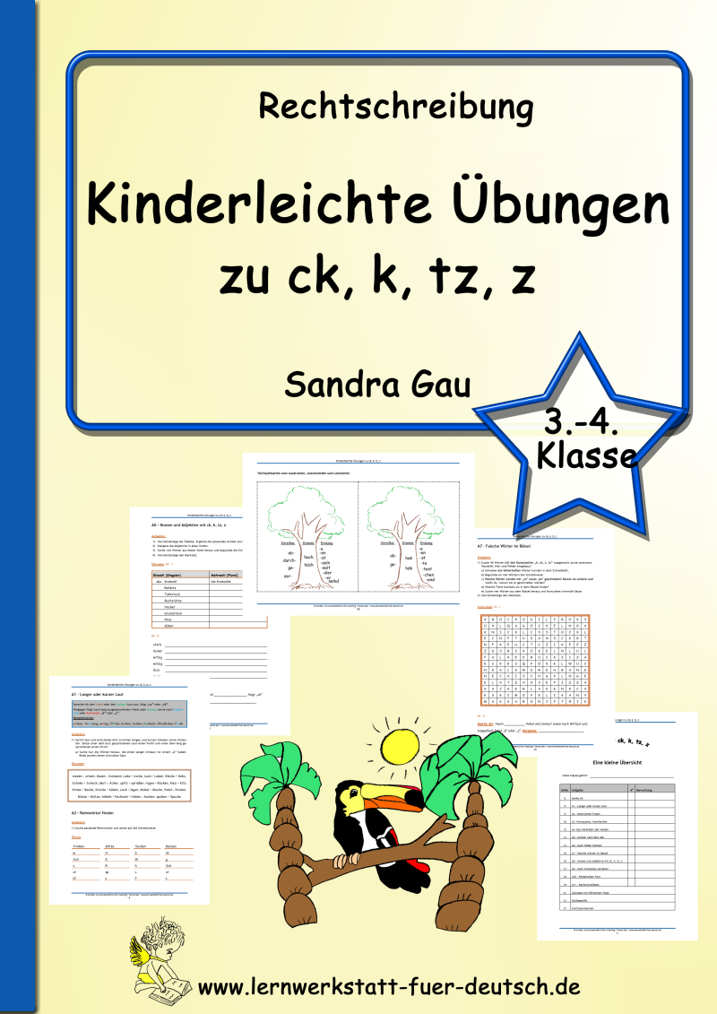 Lernmaterial ck k tz z, Übungen zu ck k tz z, Lernmaterial ck k tz z, Wörterliste zu ck k tz z, Übungen zum Ableiten, Übungen zum Wortstamm, Förderschulmaterial, Rechtschreibstrategie ck k tz z, Arbeitsblätter Rechtschreibung ck k tz z Deutsch