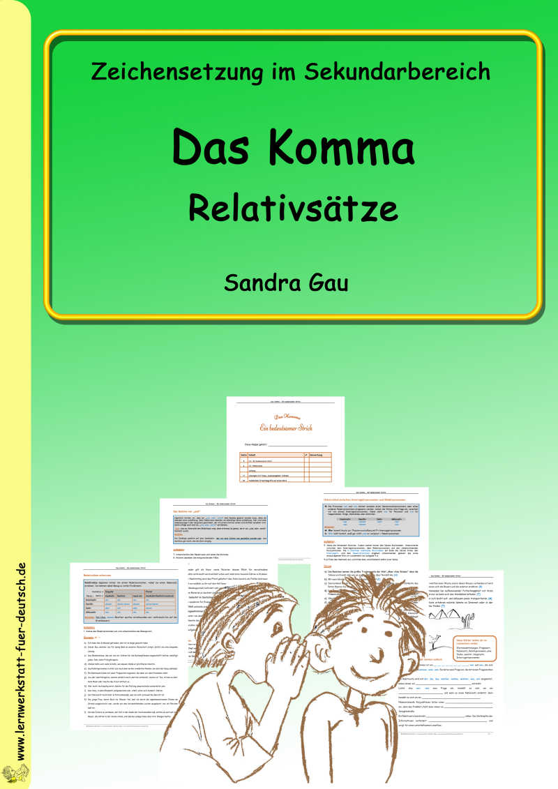 Relativsatz, Relativpronomen, dass-Sätze, wer-was-welcher, Relativkonstruktion, Nebensatz, Satzbau, Grammatik Lernmaterialien, Deutsch Relativsätze Arbeitsblätter