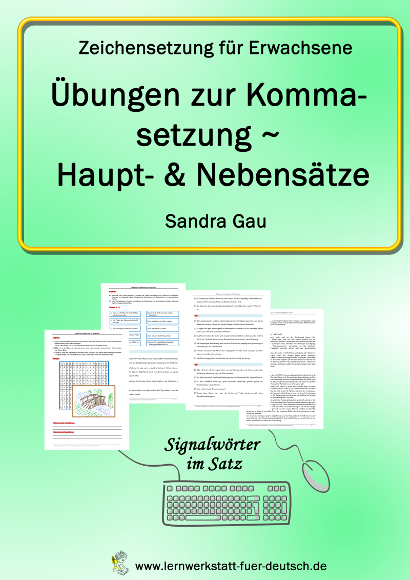  Satzarten Deutsch, Hauptsatzreihenfolge, Nebensatzarten, Subjunktion, Lernmaterial Haupt- und Nebensatz mit Lösungen Merkseiten, Beistrichregeln, Kommaregeln, Zeichensetzung für Erwachsene, unterordnende Konjunktionen, nebenordnende Konjunktionen