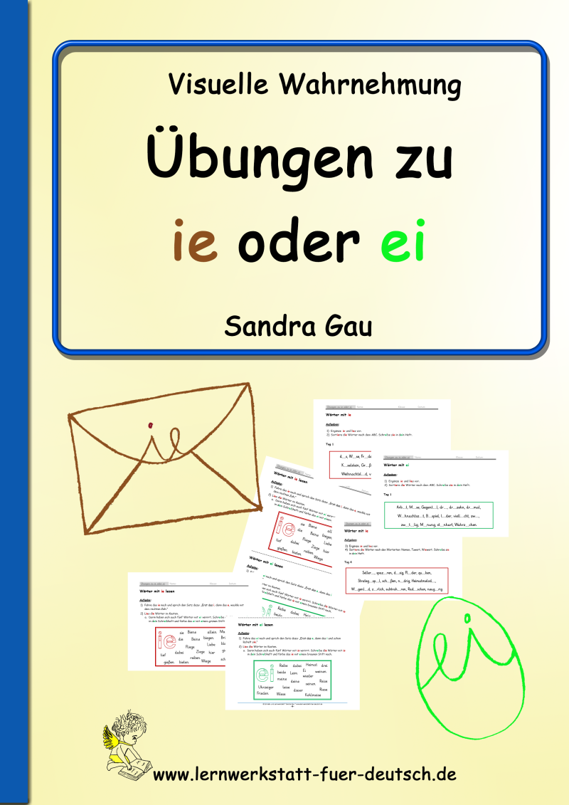 visuelle Wahrnehmung schulen, ie oder ei, Vokale vertauschen, Lernwörter ie, Lernwörter ei, Förderschulmaterial, Lernhilfe für Logopädie 