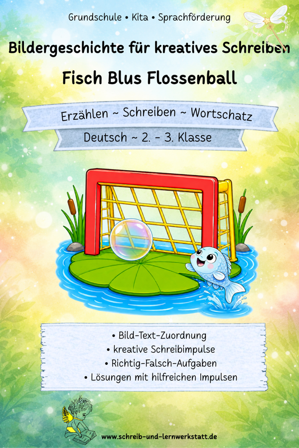 Bildergeschichte für kreatives Schreiben - Fisch Blus Flossenball