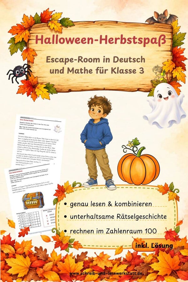 Halloween-Herbstspaß – Escape-Room in Deutsch und Mathe für Klasse 3