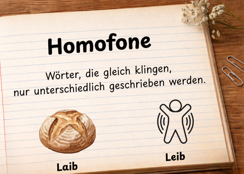 Homofone im Deutschen am Beispiel Laib und Leib – gleich klingende, unterschiedlich geschriebene Wörter