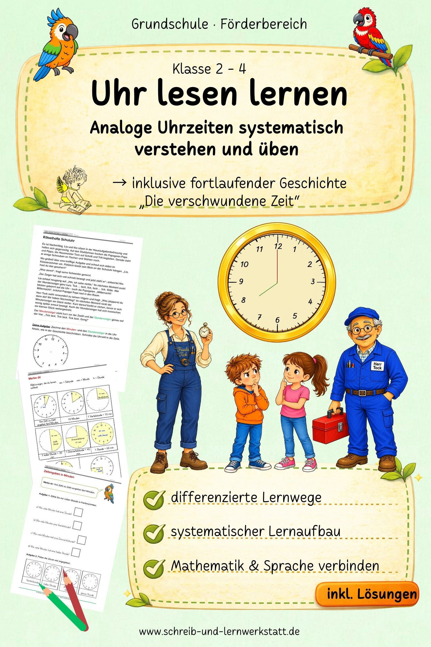 Uhr lesen lernen - Analoge Uhrzeiten systematisch verstehen und üben