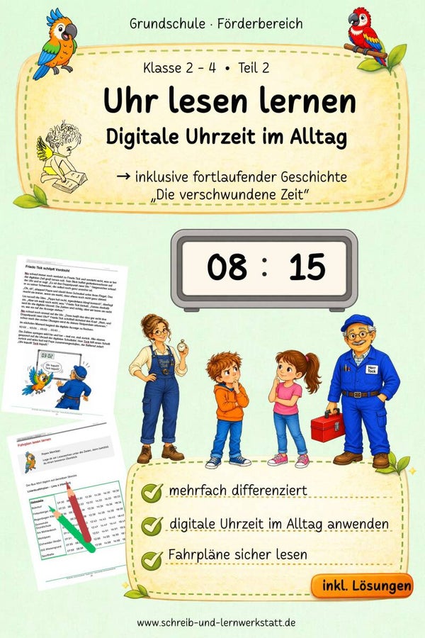 Uhr lesen lernen - Digitale Uhrzeit im Alltag