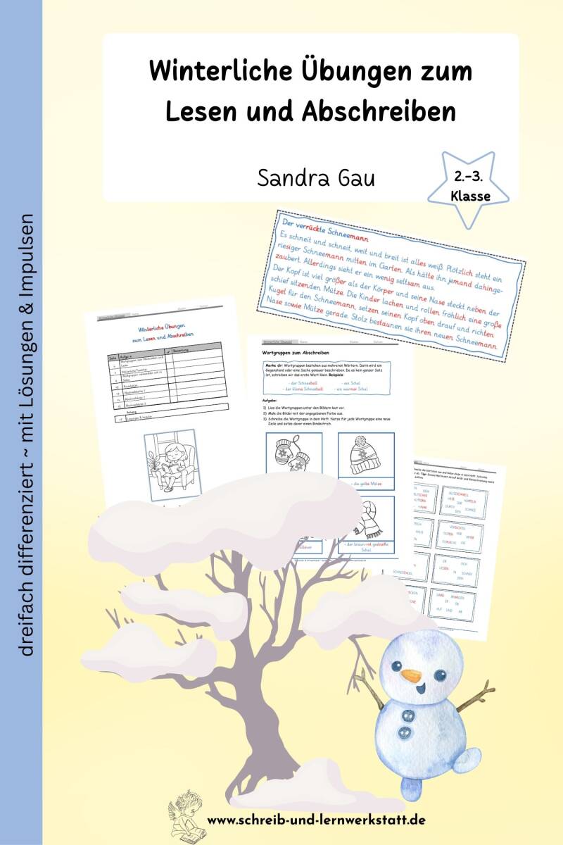 Abschreiben dreifach differenziert üben, von Wortgruppe zum Satz bis hin zu Abschreibtexten