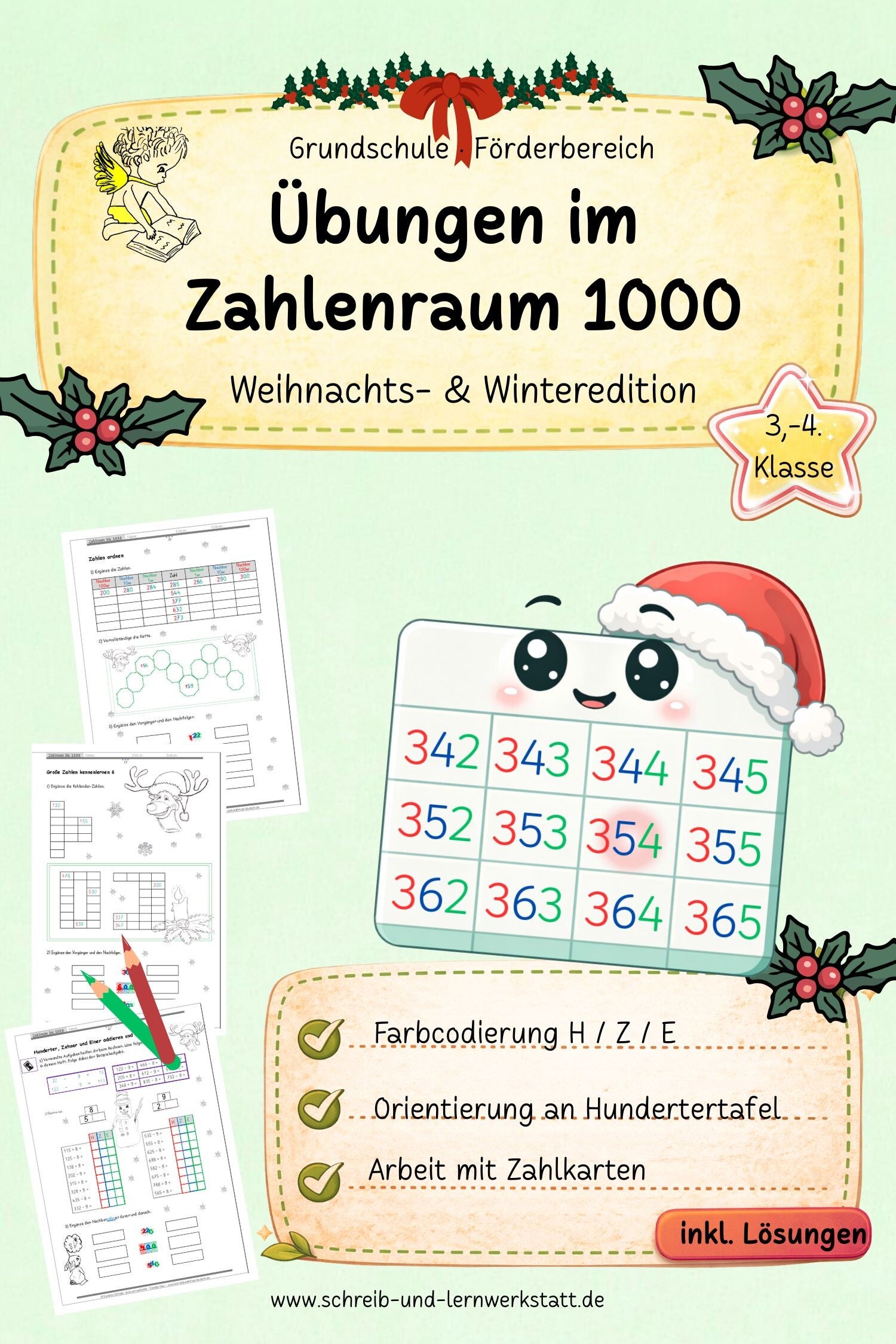 Übungen zum Zahlenraum 1000 - Weihnachts- und Winteredition