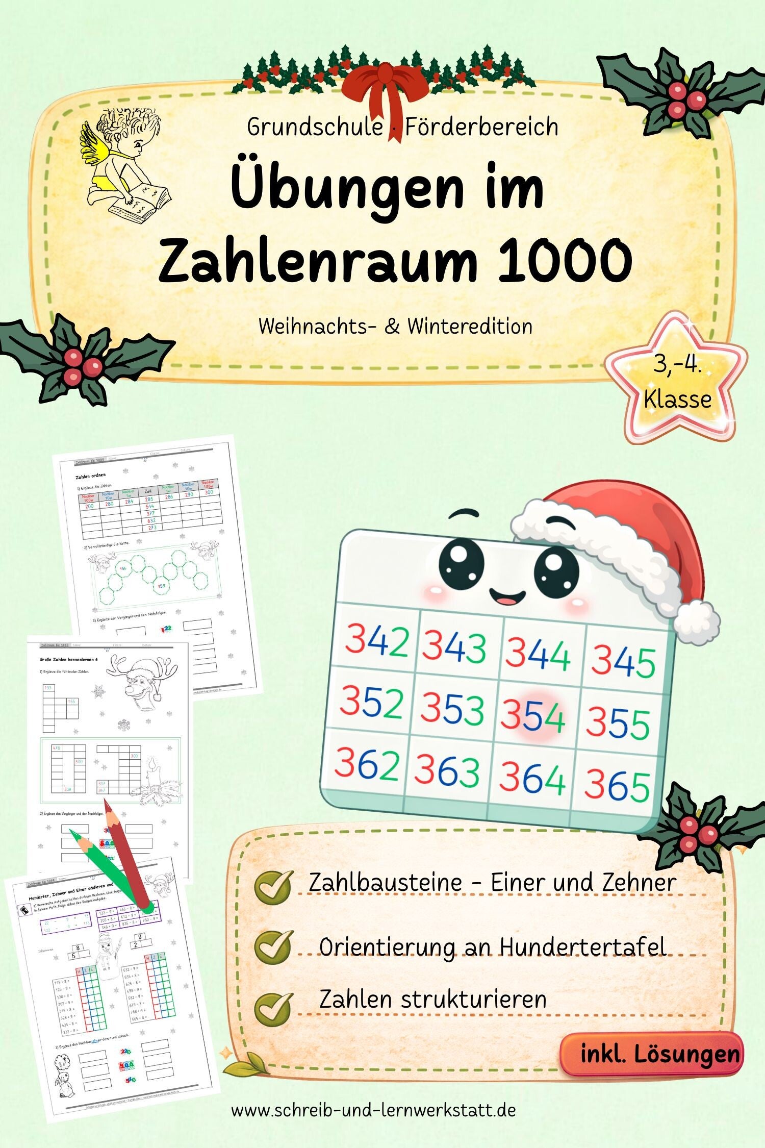 Übungen zum Zahlenraum 1000 - Weihnachts- und Winteredition