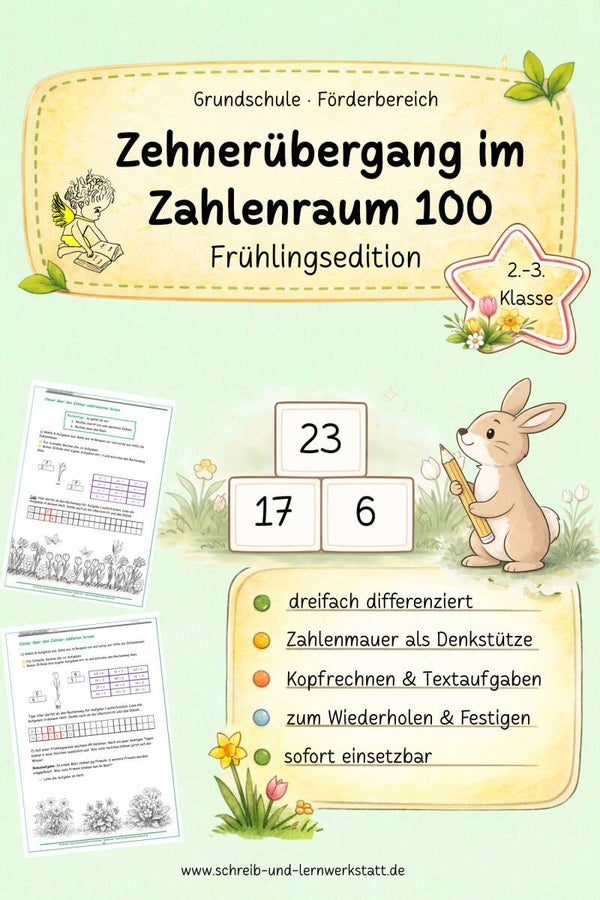 Zehnerübergang im Zahlenraum 100 - Frühling