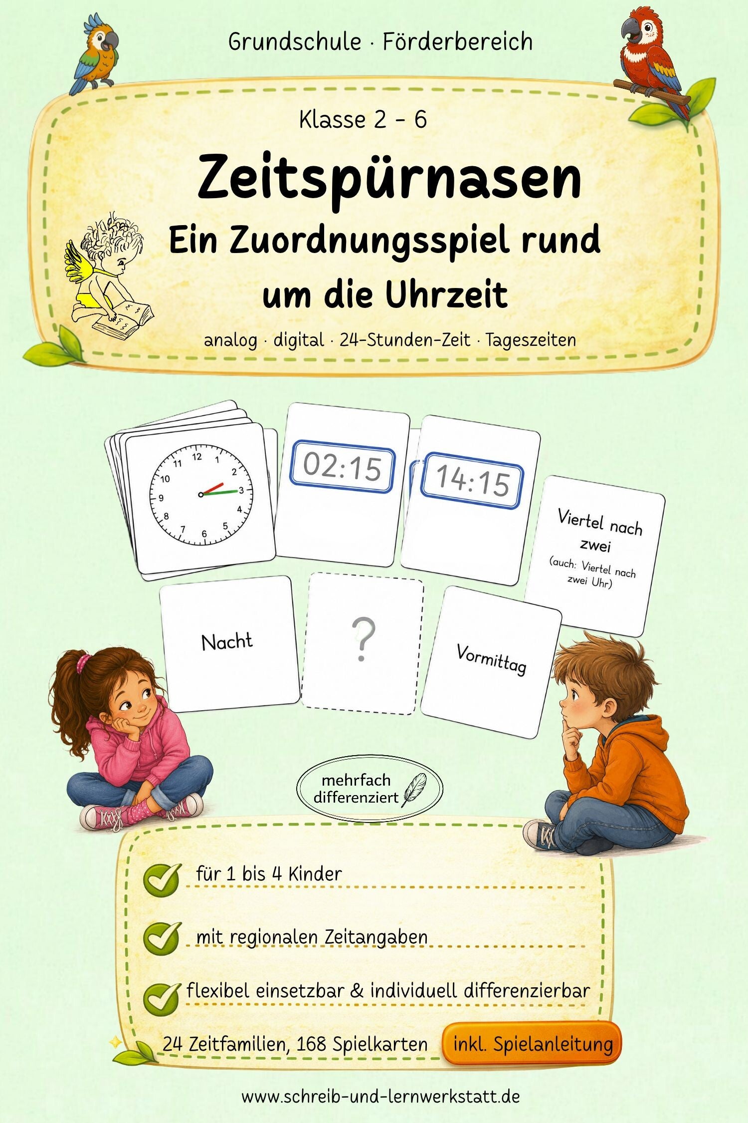 Zeitspürnasen - Ein Zuordnungsspiel rund um die Uhrzeit