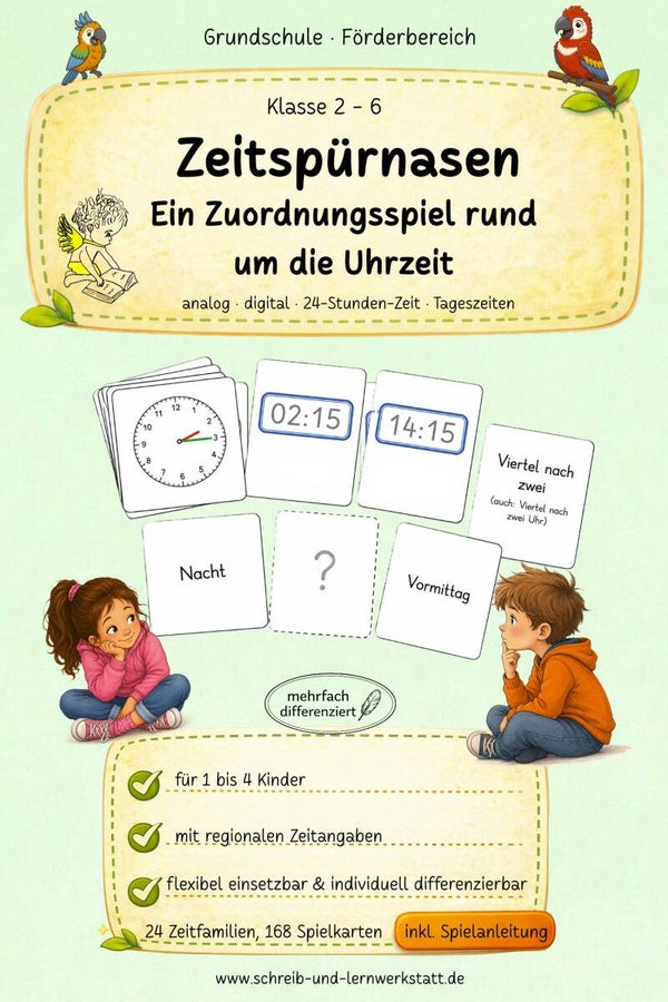 Zeitspürnasen - Ein Zuordnungsspiel rund um die Uhrzeit