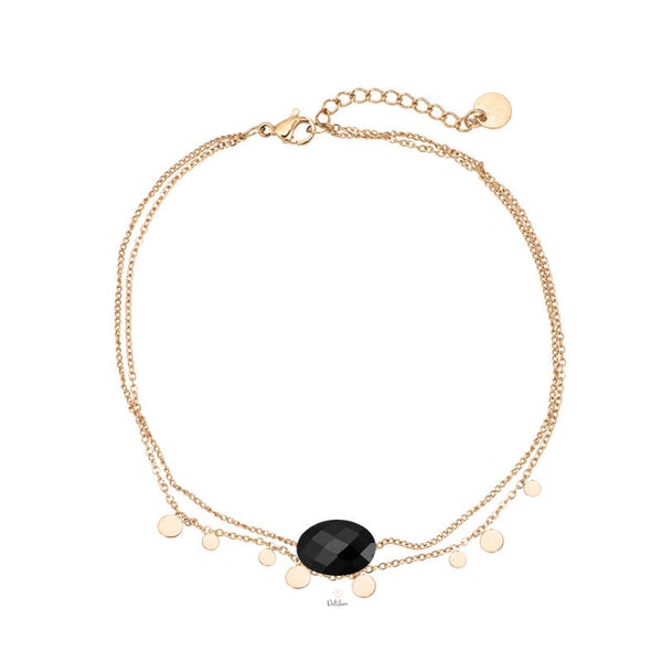 Enkelbandje single stone black