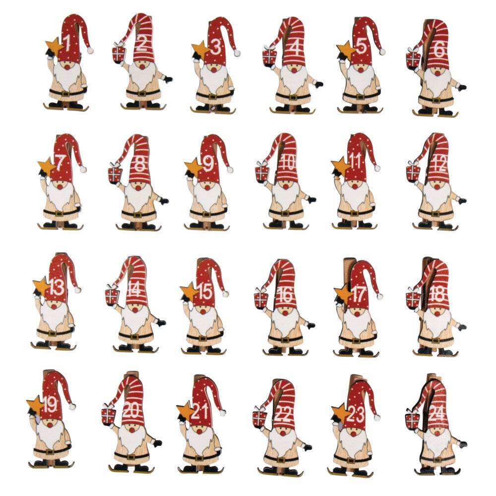 Aventskalender nummers op wasspelden - SANTA
